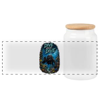 Dive And Let Dive - Tauche Und Lass Tauchen - Panoramic Cookie Jar with Wooden Lid - white - Front