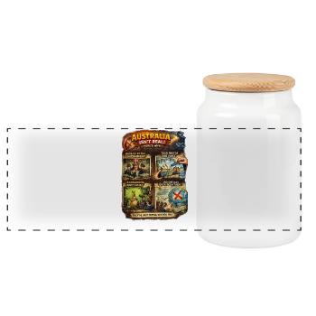 Australia Isn’t Real: Satire Poster - Panoramic Cookie Jar with Wooden Lid - white - Front