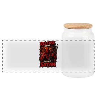 Libérez votre Satan intérieur | Graphique du Démon Sombre - Boîte à biscuits avec couvercle en bois - blanc - Devant