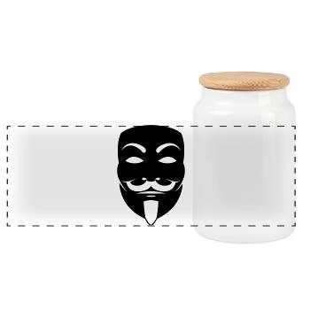 Anonymous Maske - Panorama Keksdose mit Holzdeckel - Weiß - Vorne