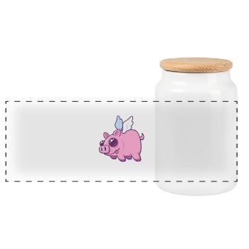 Flying Piggy Clouds - Panoramic Cookie Jar with Wooden Lid - white - Front