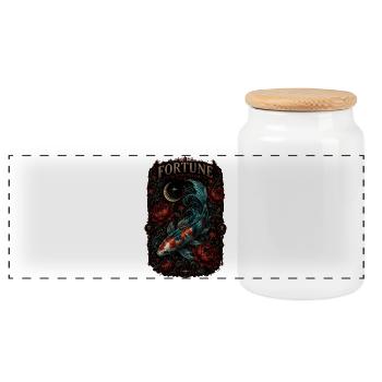 Fortune is not found—it blooms beneath the surface - Panoramic Cookie Jar with Wooden Lid - white - Front