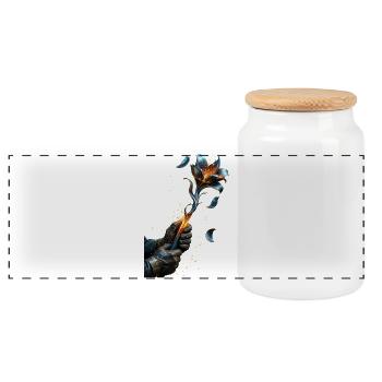 Fleur braise bleu électrique - Boîte à biscuits avec couvercle en bois - blanc - Devant