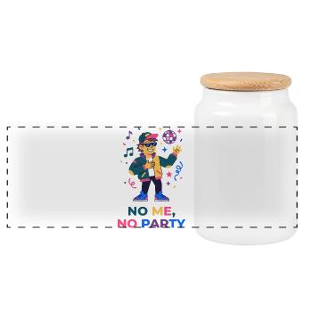 Keine Party ohne mich – lustiges Party-T-Shirt - Panorama Keksdose mit Holzdeckel - Weiß - Vorne