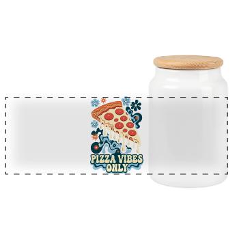 Pizza Vibes Only Retro Pizza - Panorama Keksdose mit Holzdeckel - Weiß - Vorne