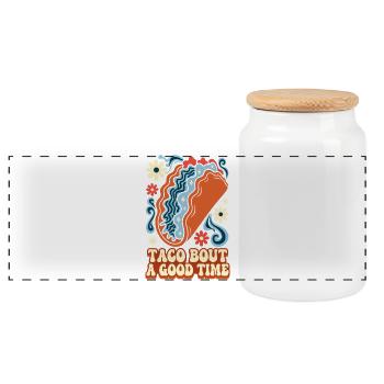 Taco Bout A Good Time Retro Taco - Panorama Keksdose mit Holzdeckel - Weiß - Vorne