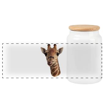 Giraffenkopf mit Zunge - Nahaufnahme - Panorama Keksdose mit Holzdeckel - Weiß - Vorne