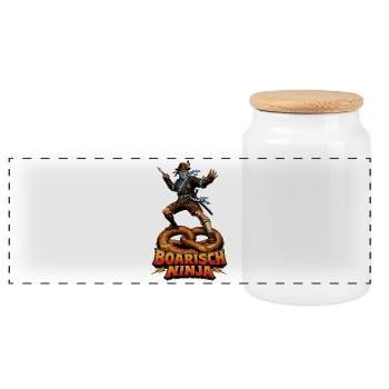 Boarisch Ninja – Retro Bayern Samurai Vintage Shir - Panorama Keksdose mit Holzdeckel - Weiß - Vorne