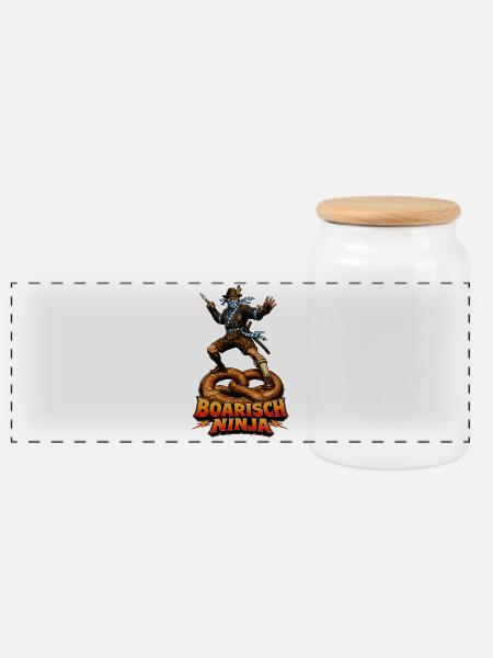 Boarisch Ninja – Retro Bayern Samurai Vintage Shir - Panorama Keksdose mit Holzdeckel - Weiß