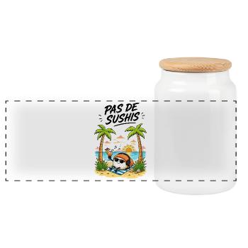 PAS DE SUSHIS - Boîte à biscuits avec couvercle en bois - blanc - Devant