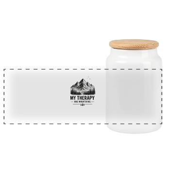 Mountain Therapy – Vintage Mountain Hiking Design  - Panorama Keksdose mit Holzdeckel - Weiß - Vorne