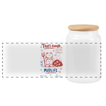 Urban Gardening Thats Enough Mudlife - Panoramic Cookie Jar with Wooden Lid - white - Front