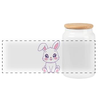 Kawaii Häschen Pastellglanz - Panorama Keksdose mit Holzdeckel - Weiß - Vorne