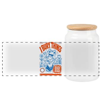 Urban Gardening Dirty Things Maybe Plants - Panoramic Cookie Jar with Wooden Lid - white - Front