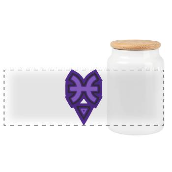 Zodiac Tribal Pisces and Water - Panoramic Cookie Jar with Wooden Lid - white - Front