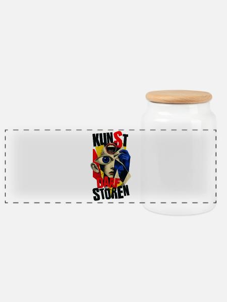 Kunst Darf Stören – Collage Streetart & Dadaismus - Panorama Keksdose mit Holzdeckel - Weiß