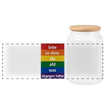 Lebe so dass die afd was dagegen hätte - Panorama Keksdose mit Holzdeckel - Weiß - Vorne