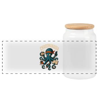 Chaos Manager Octopus - Panoramic Cookie Jar with Wooden Lid - white - Front