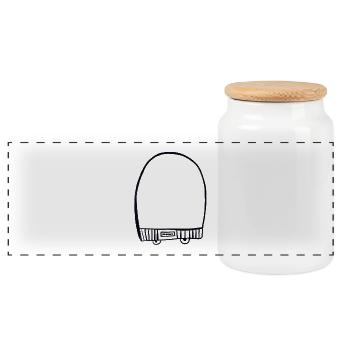 Casquette noire - Boîte à biscuits avec couvercle en bois - blanc - Devant