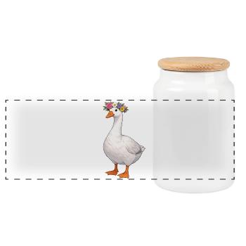 Goose - Panoramic Cookie Jar with Wooden Lid - white - Front
