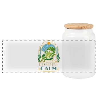 Romaine Calm Salad Pun - Panoramic Cookie Jar with Wooden Lid - white - Front