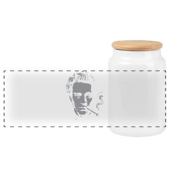 Soren Kierkegaard Portrait with Cigar - Panoramic Cookie Jar with Wooden Lid - white - Front