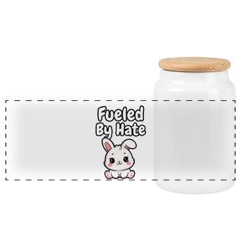 Angetrieben von Hate Bunny - Panorama Keksdose mit Holzdeckel - Weiß - Vorne