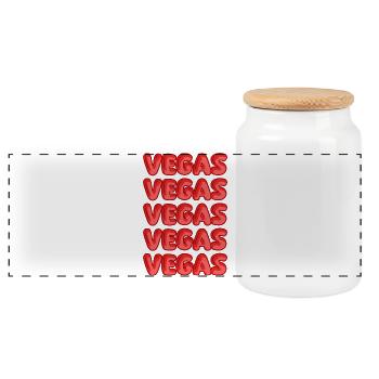 Vegas - Panoramic Cookie Jar with Wooden Lid - white - Front