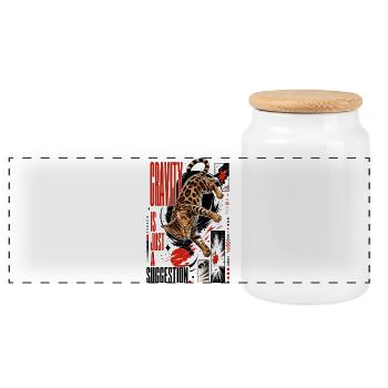 Gravity is Just a Suggestion – Weightless Bengal - Panoramic Cookie Jar with Wooden Lid - white - Front