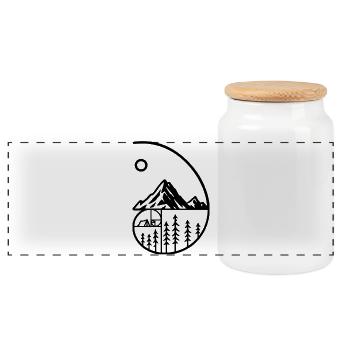 Montagne Camping Nature Minimaliste - Boîte à biscuits avec couvercle en bois - blanc - Devant