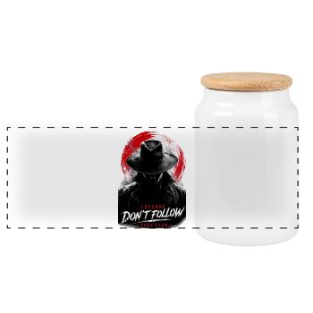 Legends do not lead to follow - Panoramic Cookie Jar with Wooden Lid - white - Front