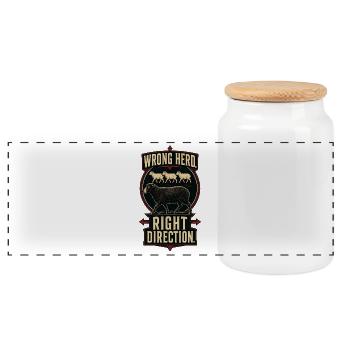 Wrong Herd – Right Direction - Panoramic Cookie Jar with Wooden Lid - white - Front