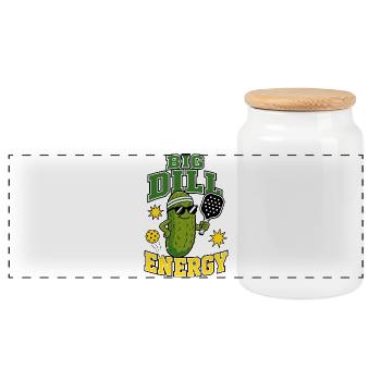 Big Dill Energy Pickleball - Panoramic Cookie Jar with Wooden Lid - white - Front