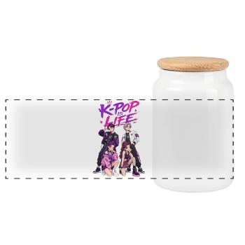 Kpop Is Life - Boîte à biscuits avec couvercle en bois - blanc - Devant