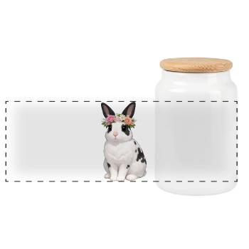 English Snail Rabbit - Panoramic Cookie Jar with Wooden Lid - white - Front