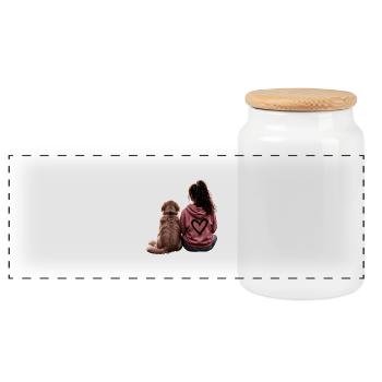 Fille avec Goldie - Boîte à biscuits avec couvercle en bois - blanc - Devant