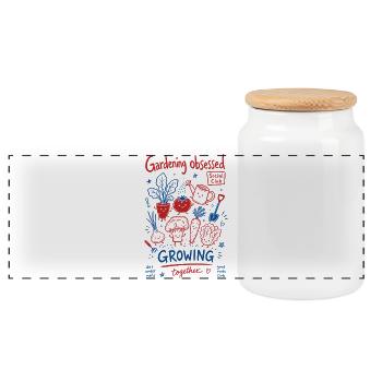 Urban Gardening Gardening Obsessed Growing - Panoramic Cookie Jar with Wooden Lid - white - Front