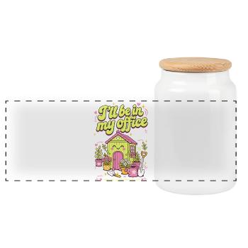 Ill Be In My Office Organic Gardening - Panoramic Cookie Jar with Wooden Lid - white - Front