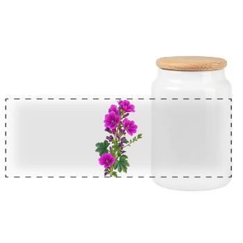 Fleurs de geranium pourpres - Boîte à biscuits avec couvercle en bois - blanc - Devant