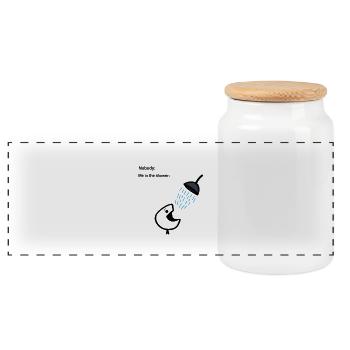 Introvert Shower Humor Alone Time - Panoramic Cookie Jar with Wooden Lid - white - Front