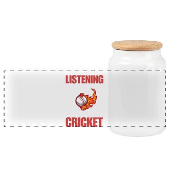 Funny Cricket Lover Gift for Player Coach Dad - Panoramic Cookie Jar with Wooden Lid - white - Front