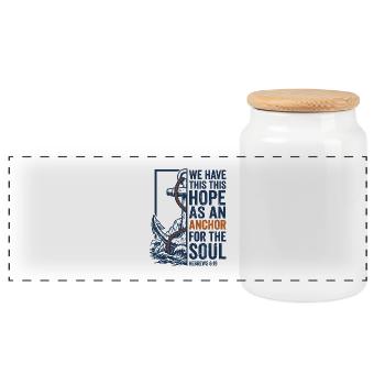 Hope as an anchor for the soul - Panoramic Cookie Jar with Wooden Lid - white - Front