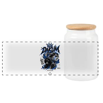 DAKUM Mystère d’Art de rue Bleu - Boîte à biscuits avec couvercle en bois - blanc - Devant