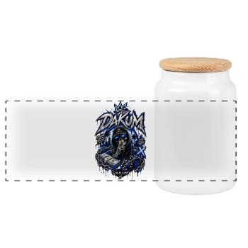 Motif de Crâne DAKUM Streetwear - Boîte à biscuits avec couvercle en bois - blanc - Devant