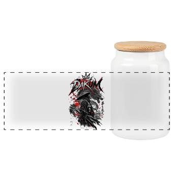 DAKUM Drachenkrieger Samurai - Panorama Keksdose mit Holzdeckel - Weiß - Vorne