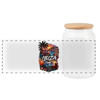Ibiza Feeling  - Panorama Keksdose mit Holzdeckel - Weiß - Vorne