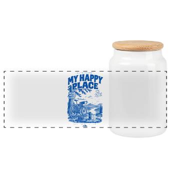 My Happy Place Trail - Panoramic Cookie Jar with Wooden Lid - white - Front