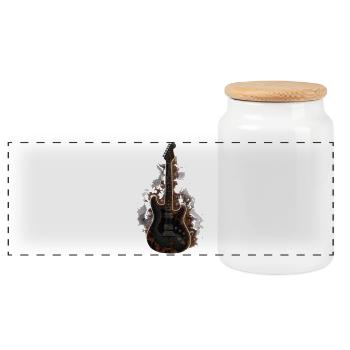 Burning Guitar – Dark Rock Shirt - Panoramic Cookie Jar with Wooden Lid - white - Front