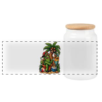Cactus & Palmier : Fête de surfeurs d’été - Boîte à biscuits avec couvercle en bois - blanc - Devant