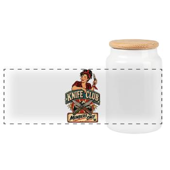 Club Klinge – Sigillet rétro réservé aux membres - Boîte à biscuits avec couvercle en bois - blanc - Devant